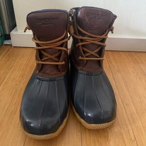 Sperry Brown and Black Winter Rain Boots